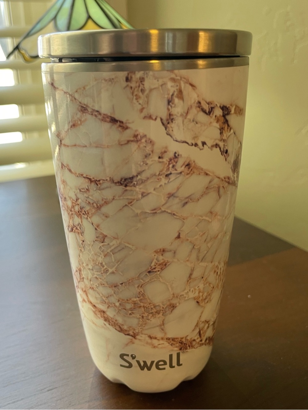S'well White Marble Tumbler with Rose-Gold Veining